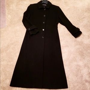 Classic Long Black Wool Blend Winter Coat